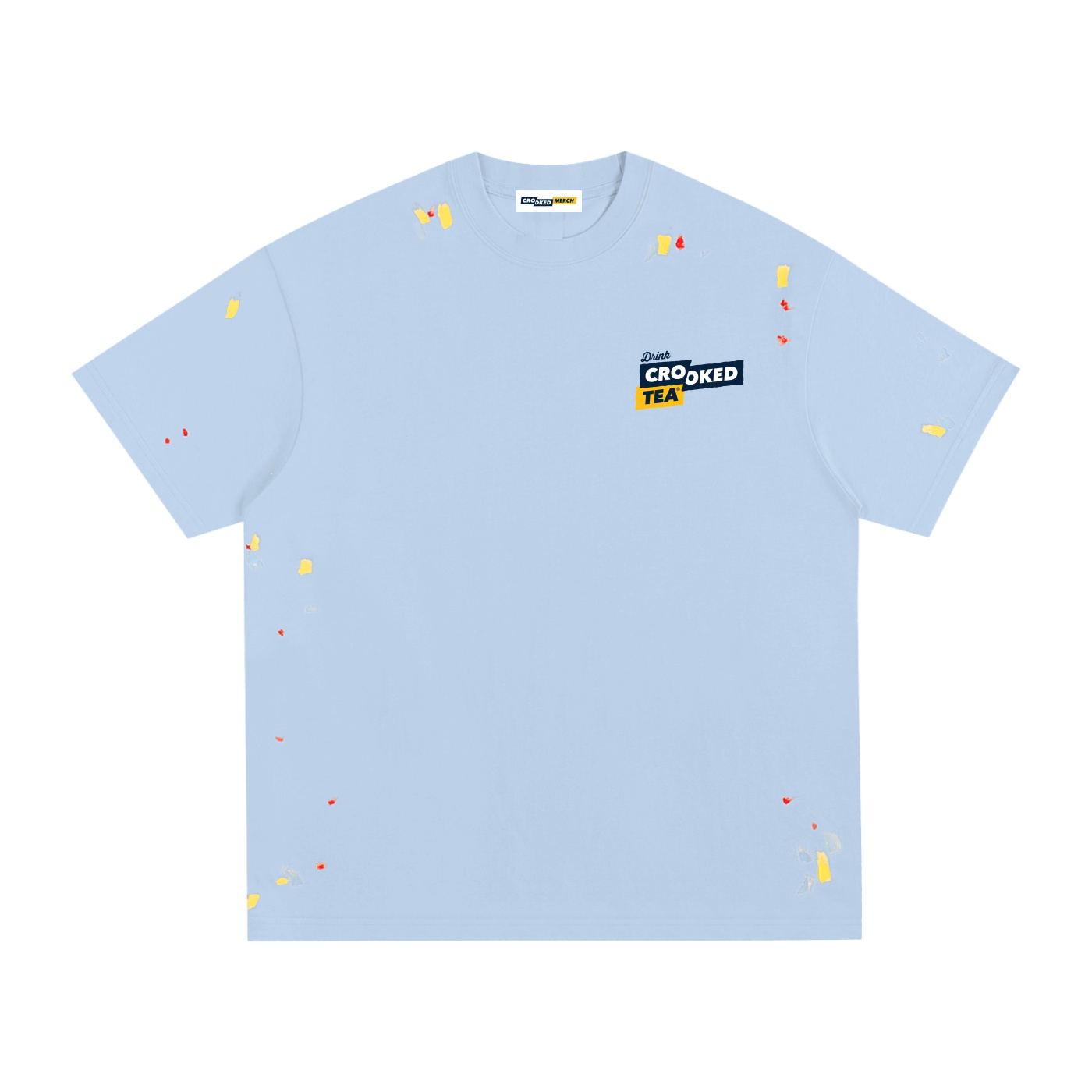 Crooked Tea Blue Paint Splatter T-Shirt