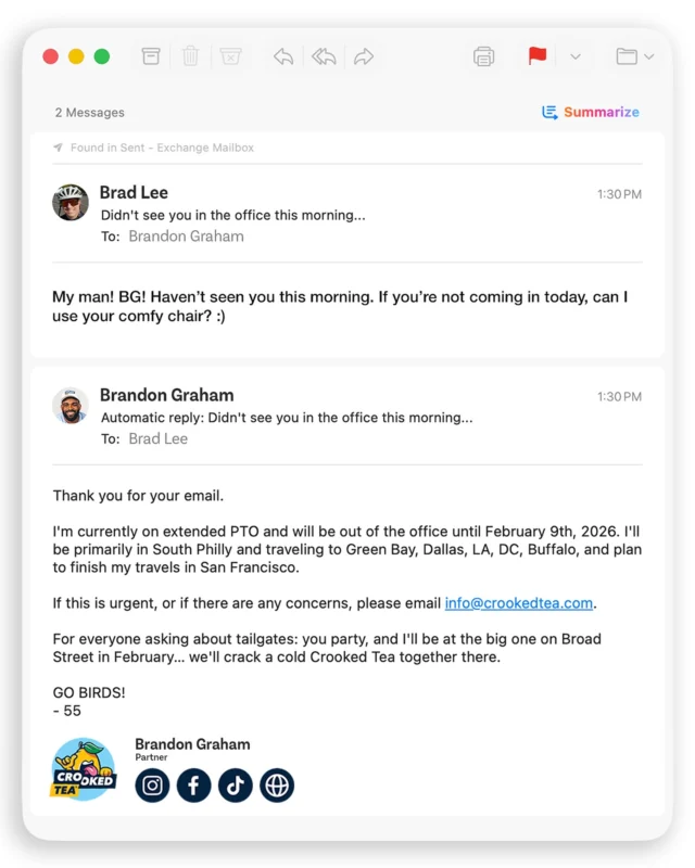 Crooked Tea proudly supports BG’s return to the nest 🦅

…and Brandon, Brad will keep your comfy chair warm😉