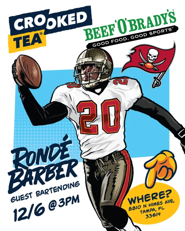 Intercept your plans…Rondé Barber’s bartending at Beef’s. 🍋 
@ronde_barber 🤝 @beefobradysforesthills