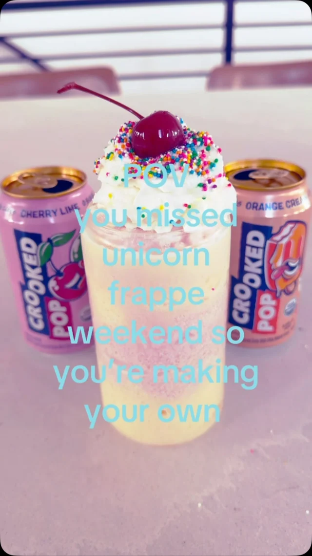 step aside root beer float, introducing the hard soda frappe 🦄🧡💕