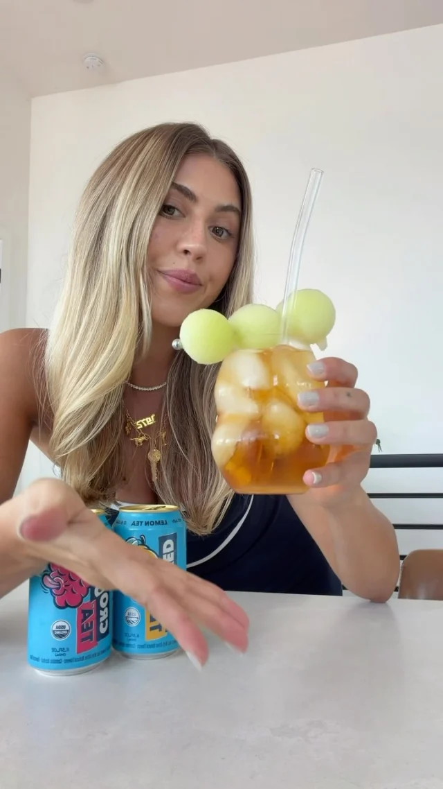 a crooked take on a classic ✨ 1.25oz vodka, 3oz Lemon Crooked Tea, .5oz Raspberry Crooked Tea, and of course… 3 Honey Dew Melon Balls #honeydeuce #usopen